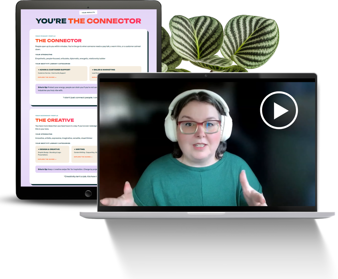 Find Your Freelance-Ready Skills — your quiz results and the video training