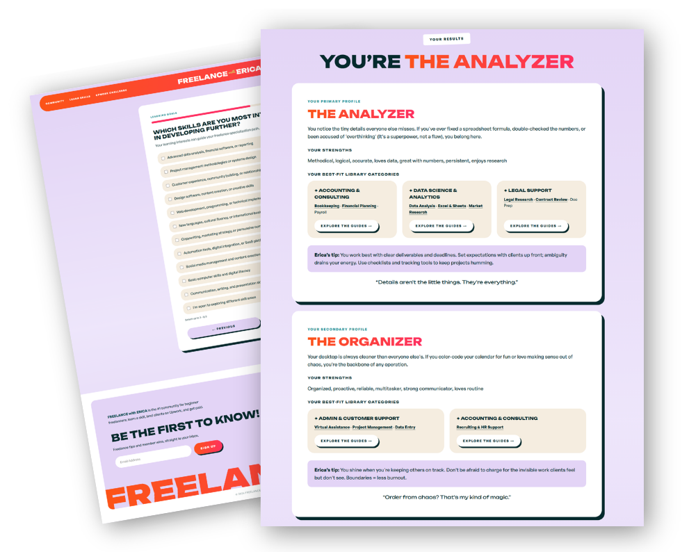 Your quiz results connect to guides inside the Digital Skills Library