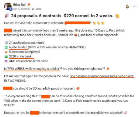 FWE member win posted in the community