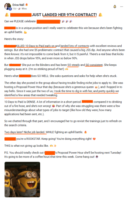 FWE member win posted in the community