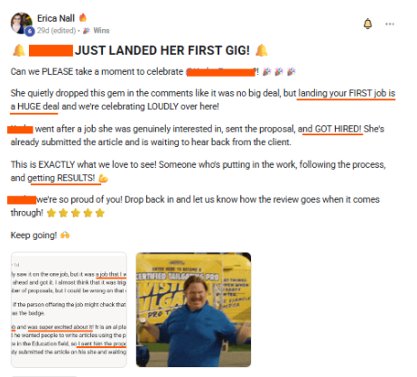FWE member win posted in the community