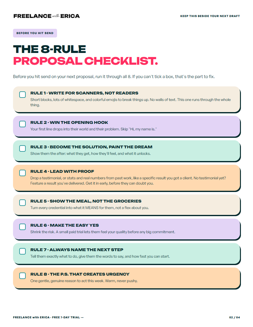 Eight-rule proposal checklist