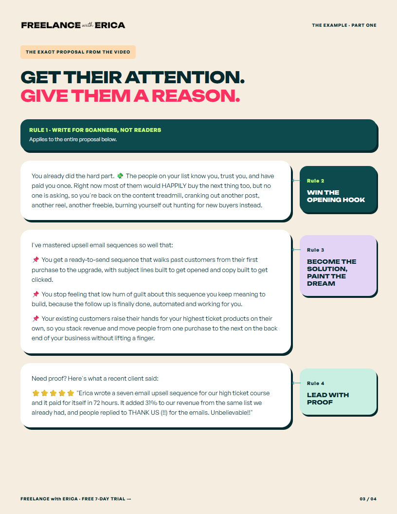 Example proposal with rule callouts
