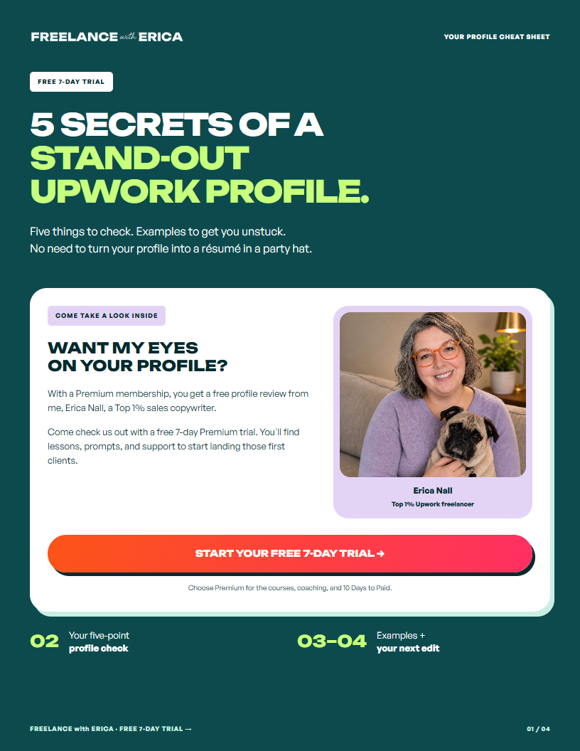 Upwork Profile Cheat Sheet, page 1
