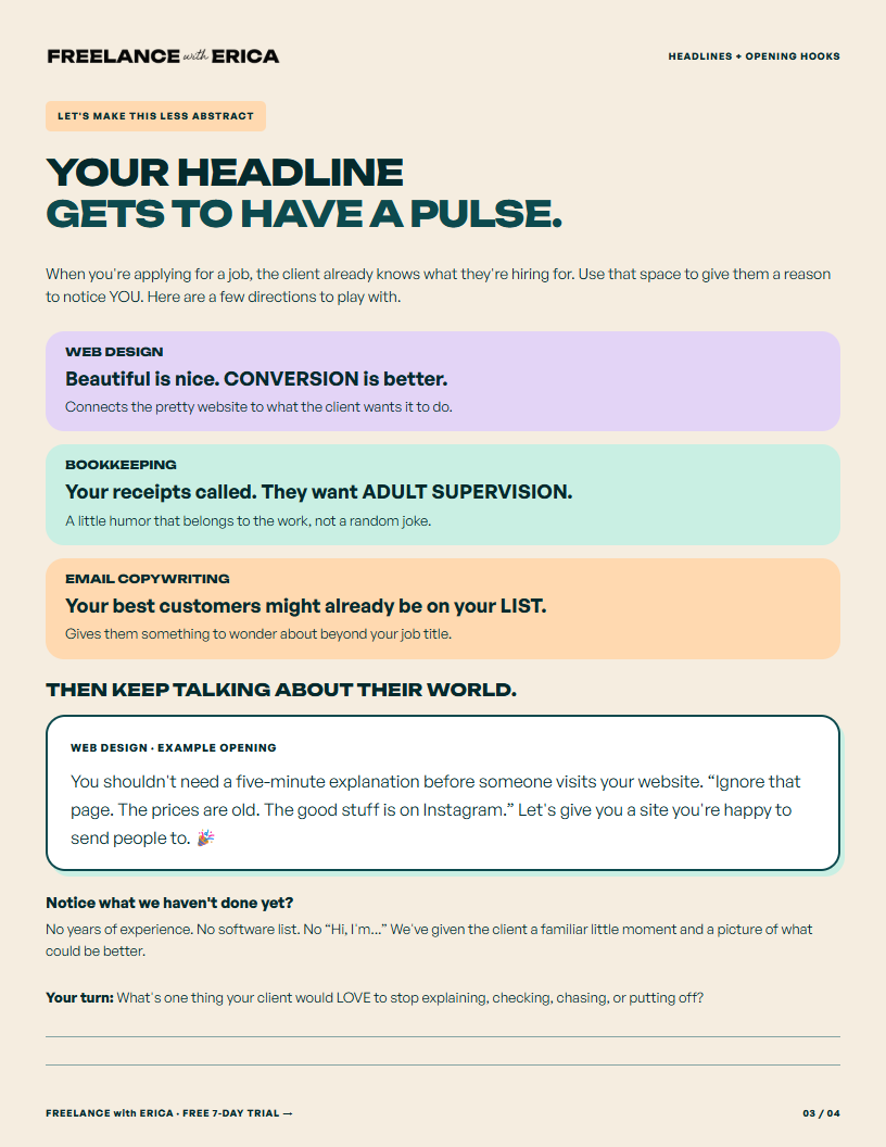 Upwork Profile Cheat Sheet, page 3