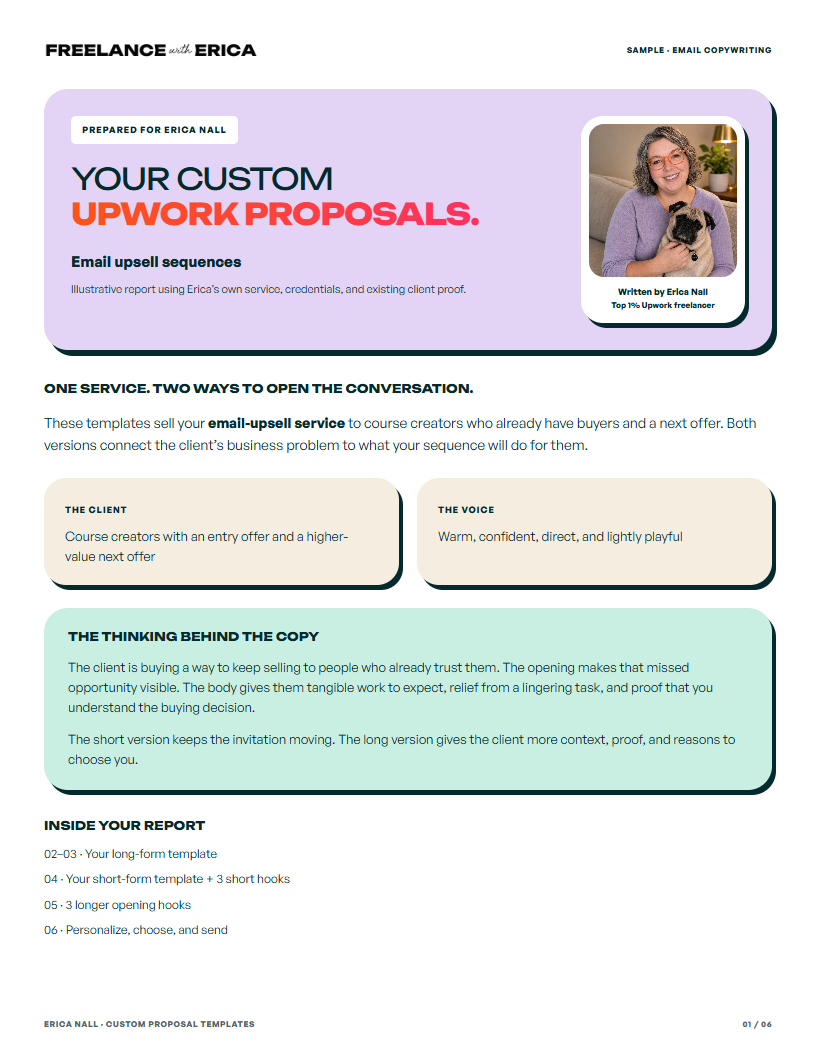 FREELANCE with ERICA custom proposal report